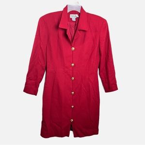Vintage Blazer Dress Nordstrom Made In Japan Size 8 Red & Gold VTG Wool